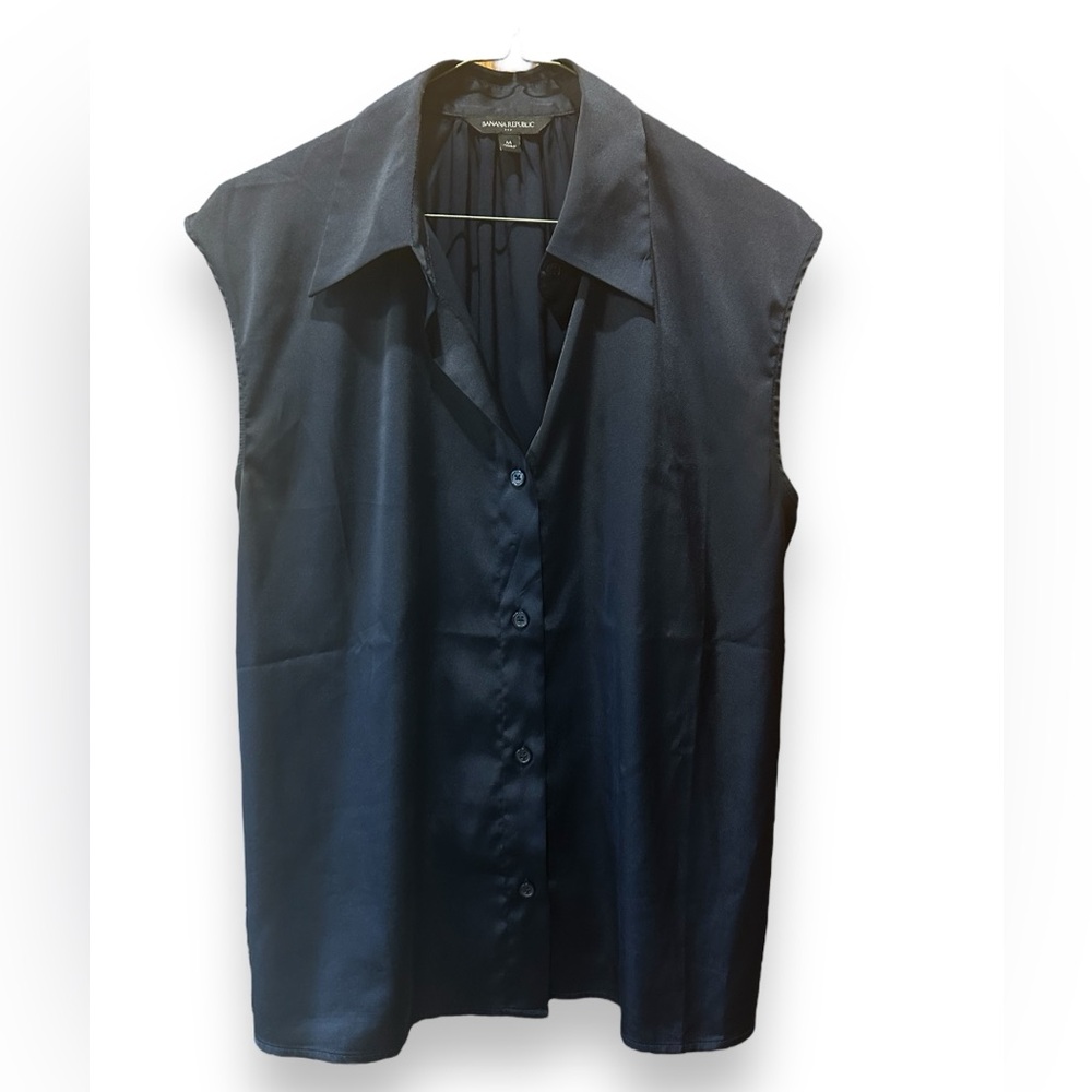 Banana Republic | Silky Navy Sleeveless Blouse M EUC
